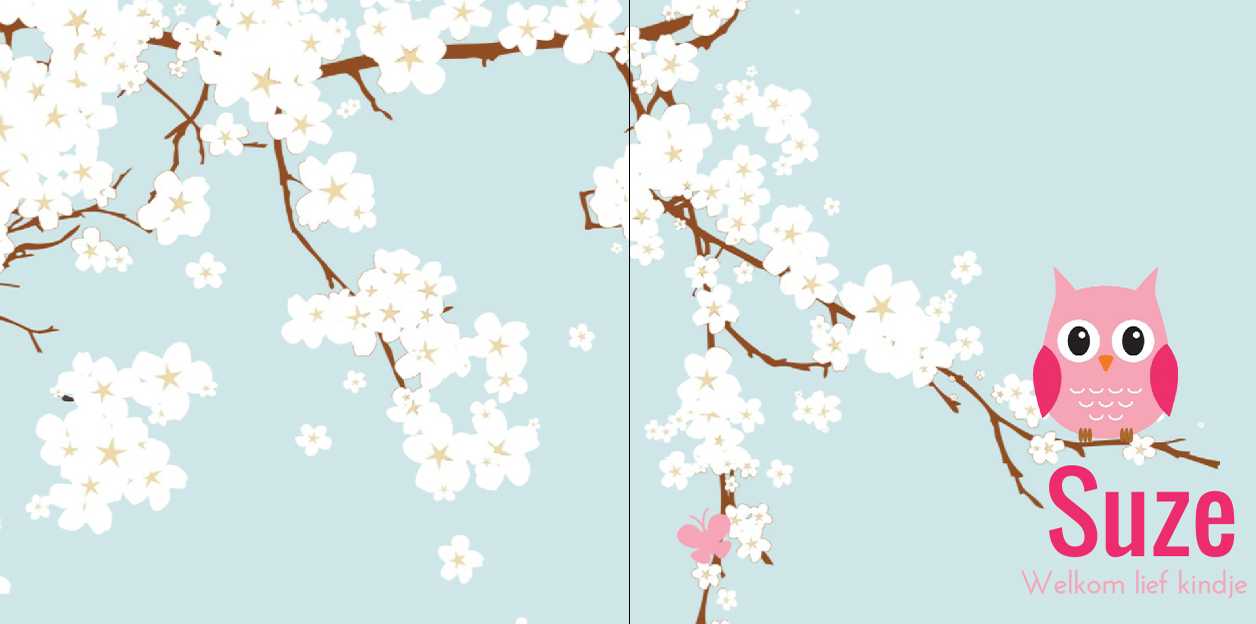 Gevouwen kaart "Roze uiltje op witte bloesem" Gevouwen kaart "Roze uiltje op witte bloesem"