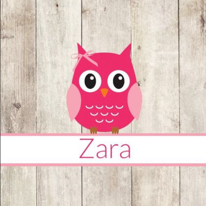 Gevouwen kaart "Roze uil op hout"