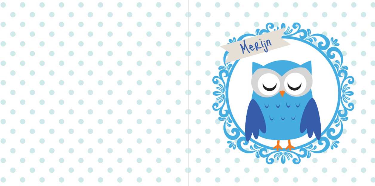 Gevouwen kaart "Blauwe uil in ring" Gevouwen kaart "Blauwe uil in ring"