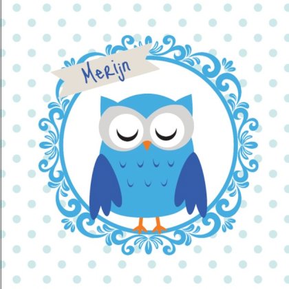 Gevouwen kaart "Blauwe uil in ring"
