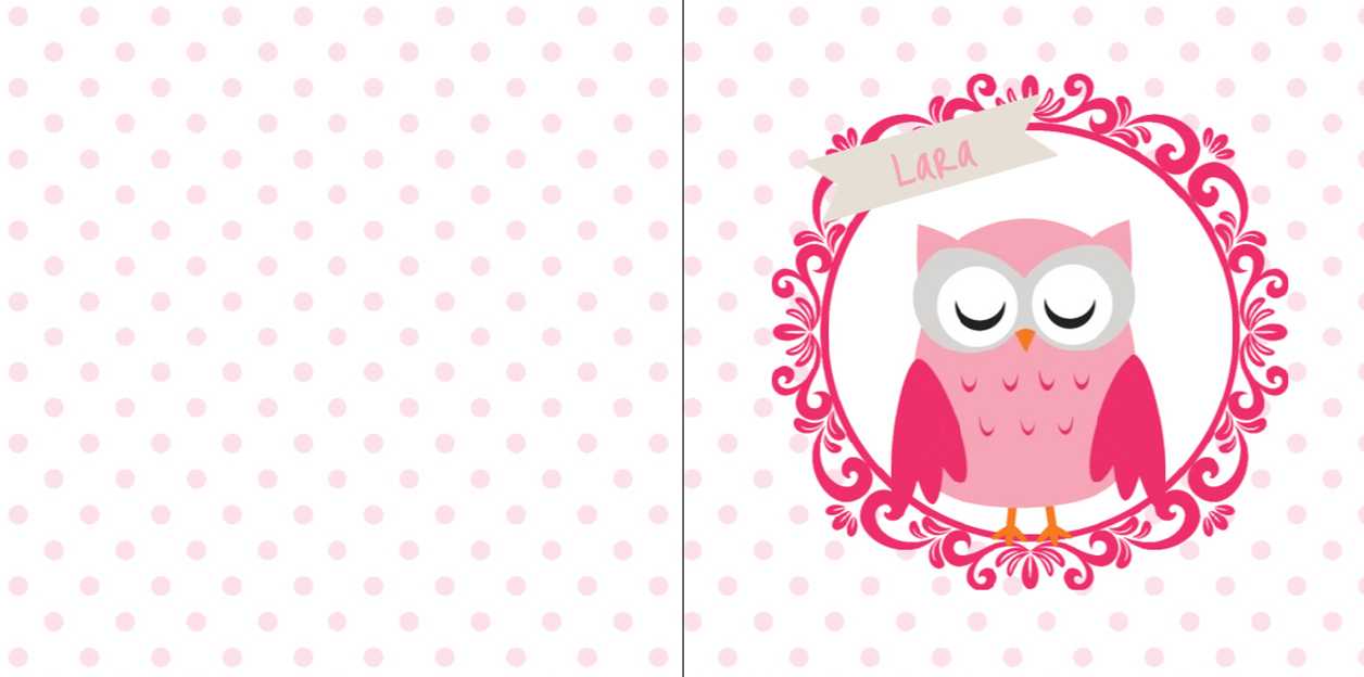 Gevouwen kaart "Roze uil in ring" Gevouwen kaart "Roze uil in ring"