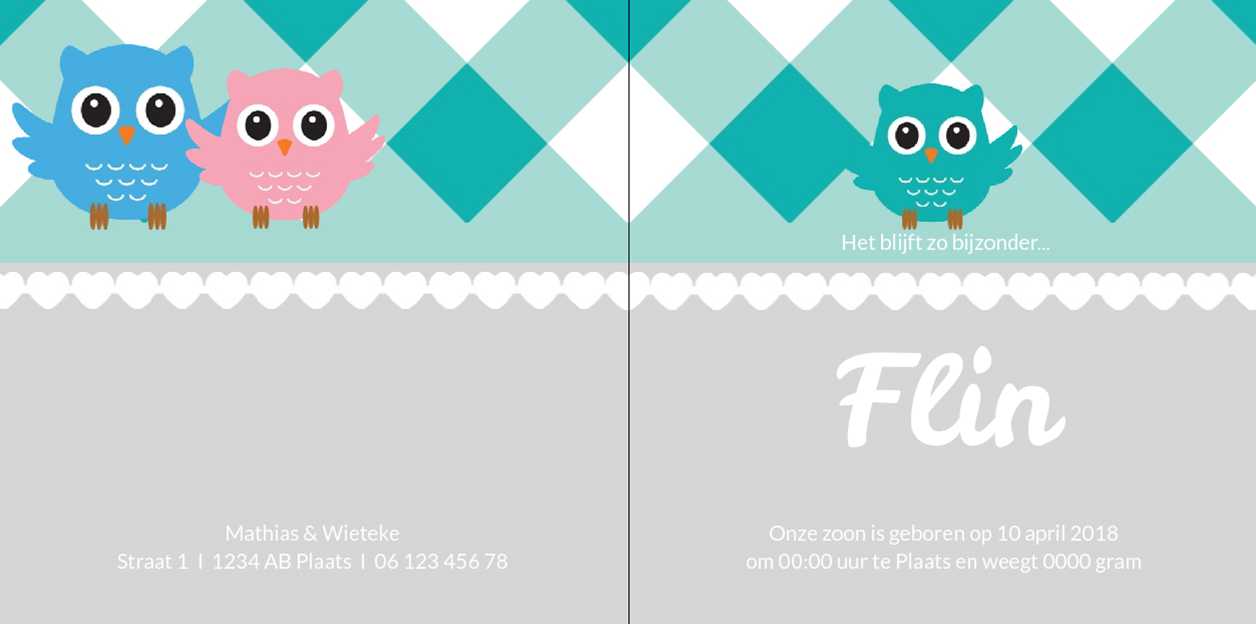 Gevouwen kaart "Blauwe uil met label" Gevouwen kaart "Blauwe uil met label"