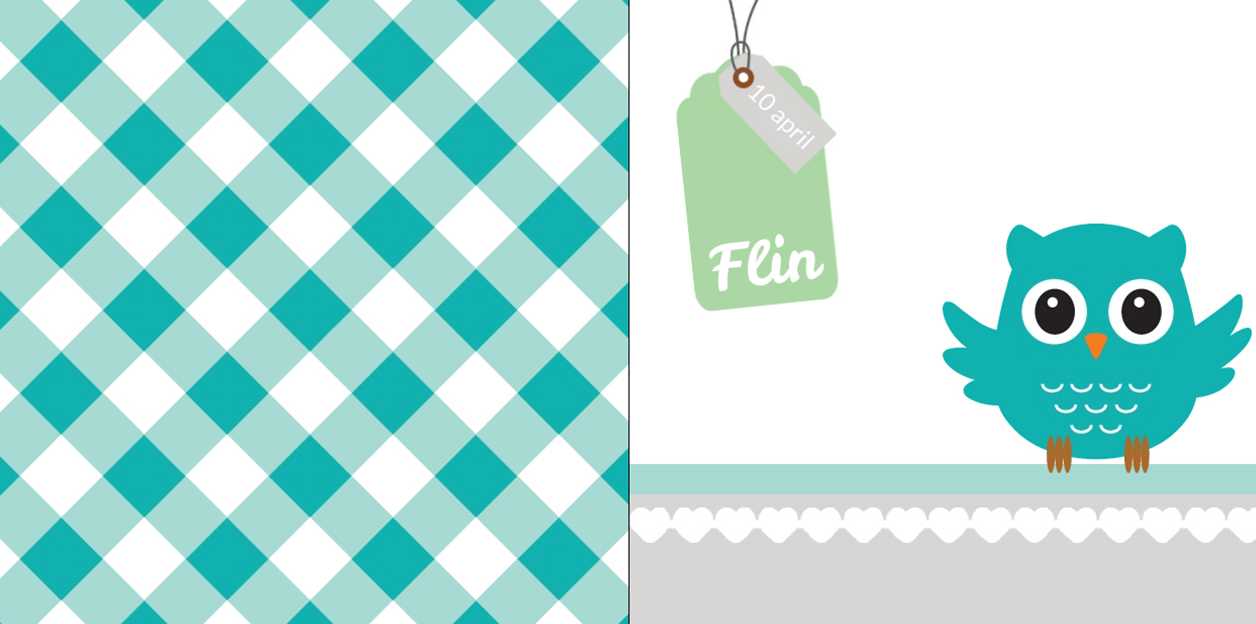 Gevouwen kaart "Blauwe uil met label" Gevouwen kaart "Blauwe uil met label"