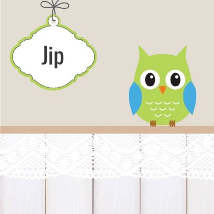 Gevouwen kaart"Groen uiltje met hanger" Gevouwen kaart"Groen uiltje met hanger"