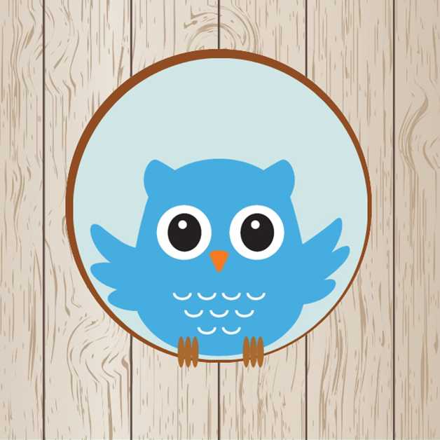 Kaartje "Blauw uiltje in cirkel" Kaartje "Blauw uiltje in cirkel"