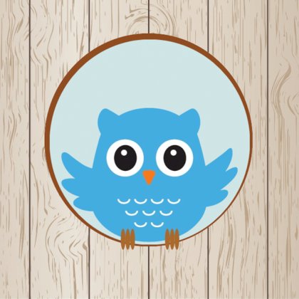 Kaartje "Blauw uiltje in cirkel" Kaartje "Blauw uiltje in cirkel"