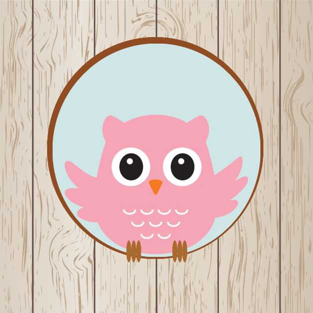Kaartje "Roze uiltje in cirkel" Kaartje "Roze uiltje in cirkel"