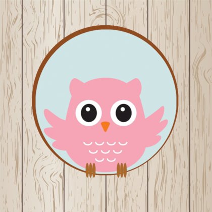 Kaartje "Roze uiltje in cirkel"