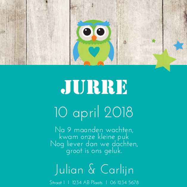 Kaartje "Roze uiltje met poststempel" Kaartje "Roze uiltje met poststempel"