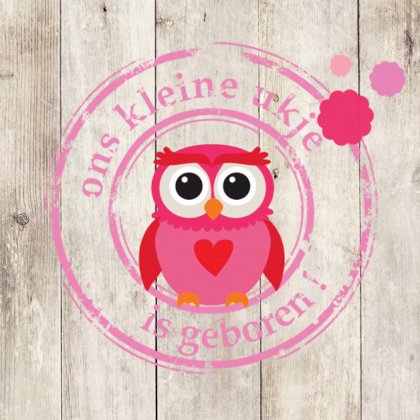 Kaartje "Roze uiltje met poststempel" Kaartje "Roze uiltje met poststempel"
