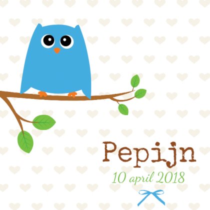 Kaartje "Blauw vogel op takje"