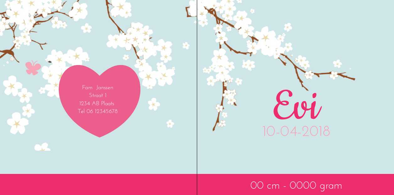 Gevouwen kaart "Roze vogeltje & Bloesem" Gevouwen kaart "Roze vogeltje & Bloesem"