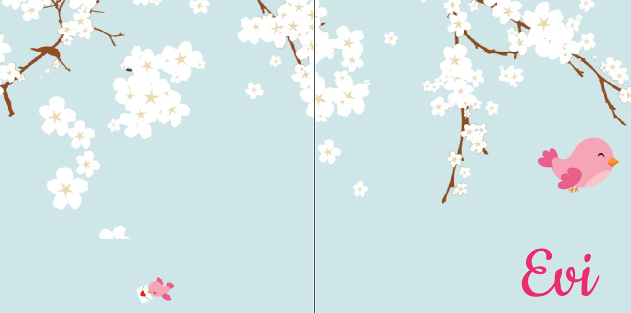 Gevouwen kaart "Roze vogeltje & Bloesem" Gevouwen kaart "Roze vogeltje & Bloesem"