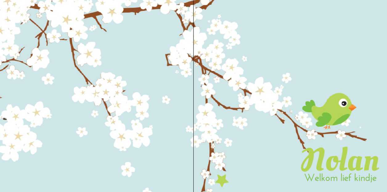 Gevouwen kaart "Groen vogeltje & Bloesem" Gevouwen kaart "Groen vogeltje & Bloesem"