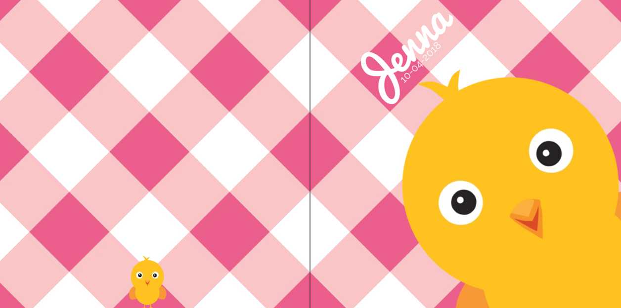 Gevouwen kaart "Geel vogeltje & Roze ruitjes" Gevouwen kaart "Geel vogeltje & Roze ruitjes"