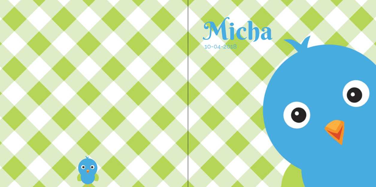 Gevouwen kaart "Blauw vogeltje & Groene ruitjes" Gevouwen kaart "Blauw vogeltje & Groene ruitjes"