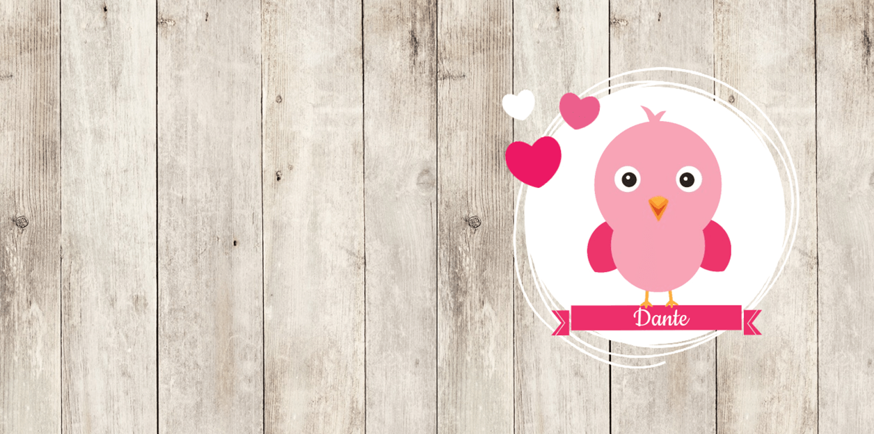 Gevouwen kaart "Roze vogeltje & Hartjes op hout" Gevouwen kaart "Roze vogeltje & Hartjes op hout"