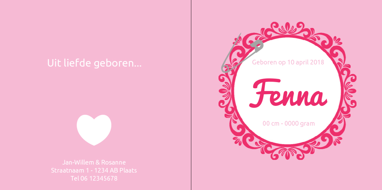 Gevouwen kaart "Roze vogeltje & Stipjes" Gevouwen kaart "Roze vogeltje & Stipjes"