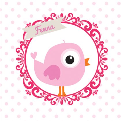 Gevouwen kaart "Roze vogeltje & Stipjes"