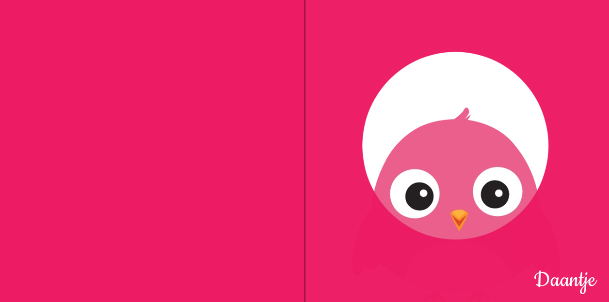 Gevouwen kaart "Roze vogeltje" Gevouwen kaart "Roze vogeltje"