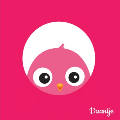 Gevouwen kaart "Roze vogeltje" Gevouwen kaart "Roze vogeltje"