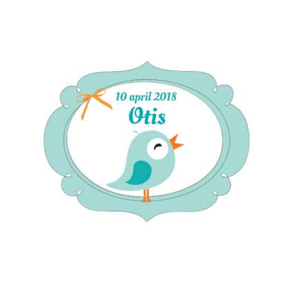 Gevouwen kaart "Blauw vogeltje in sierlijk ovaal"