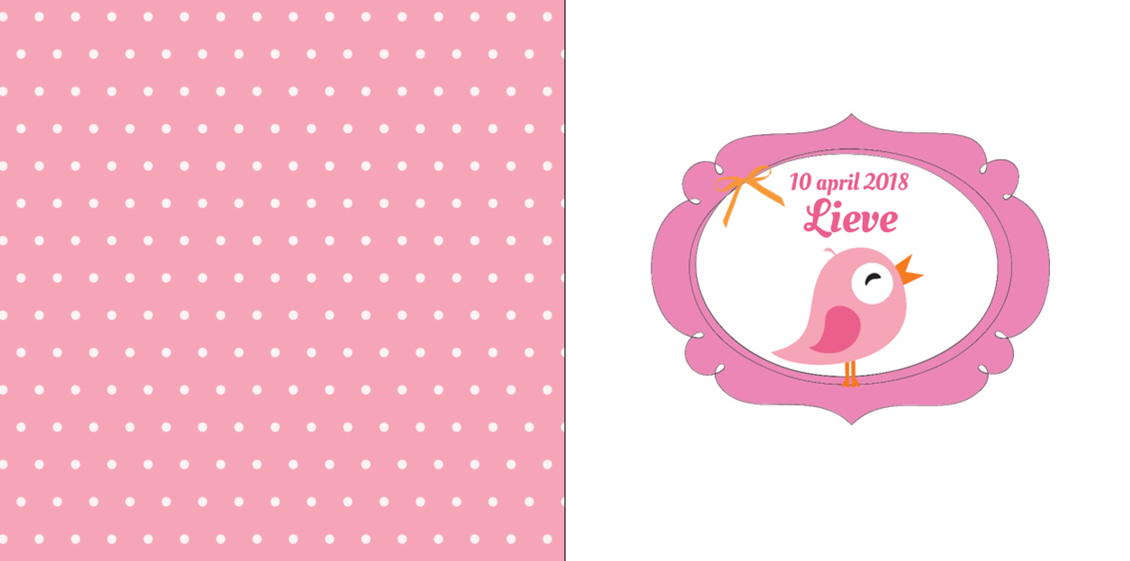 Gevouwen kaart "Roze vogeltje in sierlijk ovaal" Gevouwen kaart "Roze vogeltje in sierlijk ovaal"