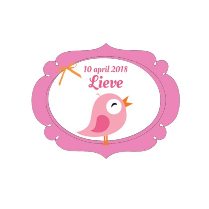 Gevouwen kaart "Roze vogeltje in sierlijk ovaal"