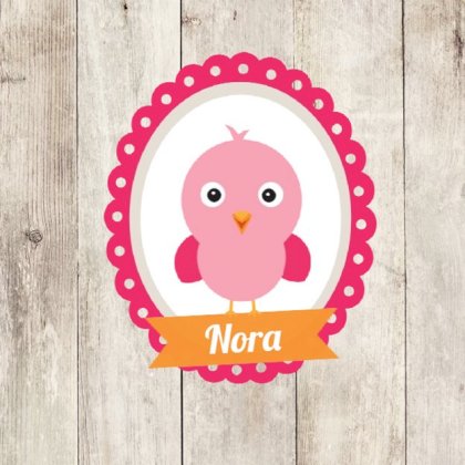 Gevouwen kaart "Roze vogeltje & hout"