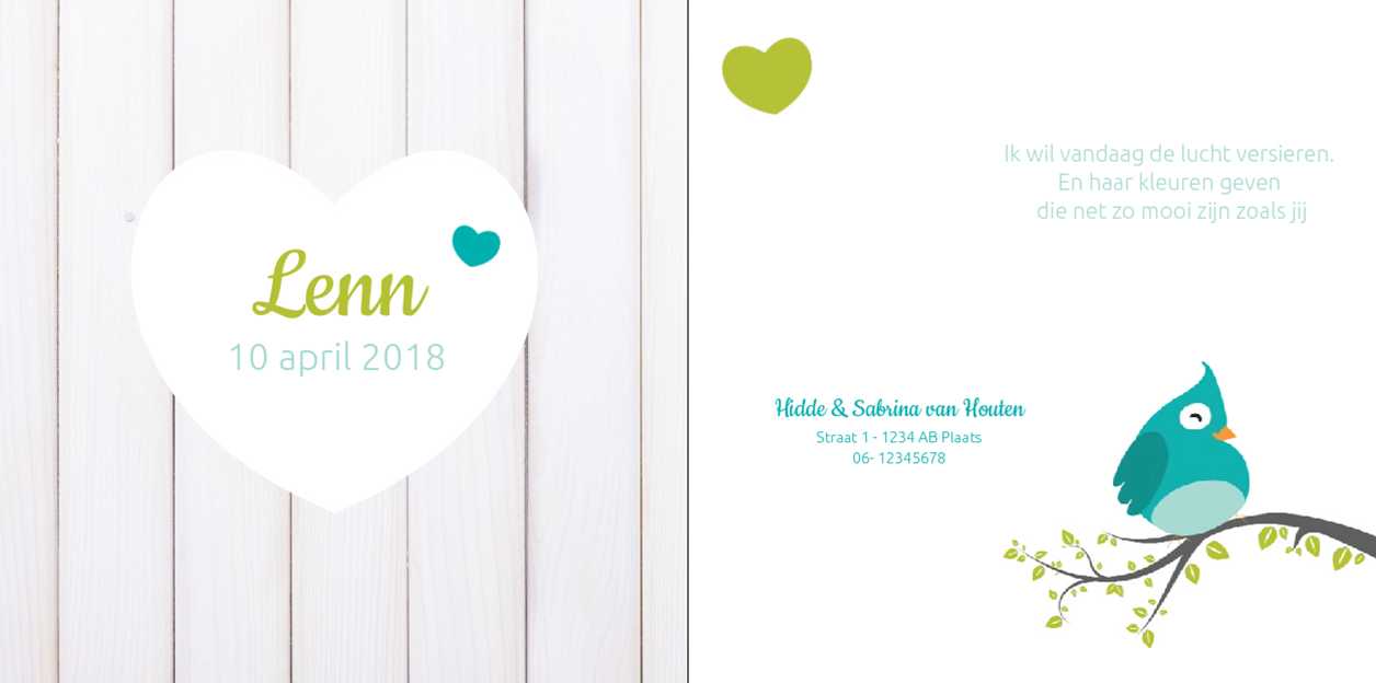 Gevouwen kaart "Blauw vogeltje op tak" Gevouwen kaart "Blauw vogeltje op tak"