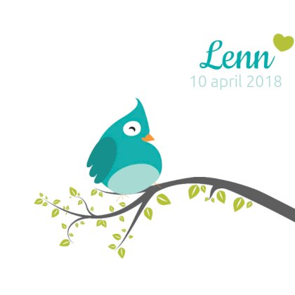 Gevouwen kaart "Blauw vogeltje op tak" Gevouwen kaart "Blauw vogeltje op tak"