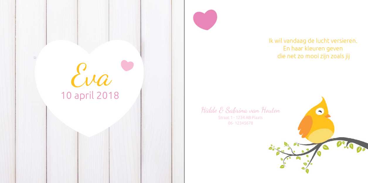 Gevouwen kaart "Geel vogeltje op takje" Gevouwen kaart "Geel vogeltje op takje"