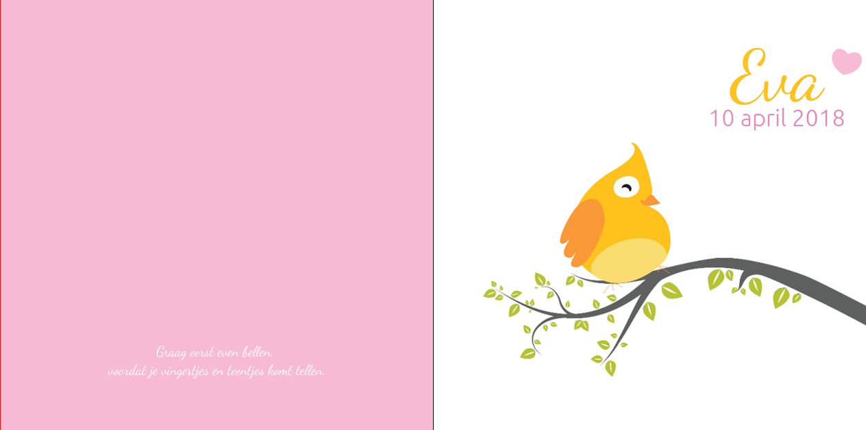 Gevouwen kaart "Geel vogeltje op takje" Gevouwen kaart "Geel vogeltje op takje"