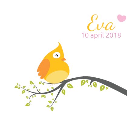 Gevouwen kaart "Geel vogeltje op takje"