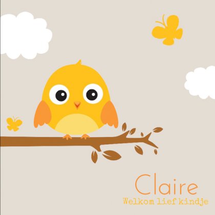 Gevouwen kaart "Geel vogeltje op tak"