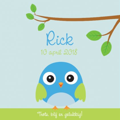 Kaartje "Blauw vogeltje & Takje"