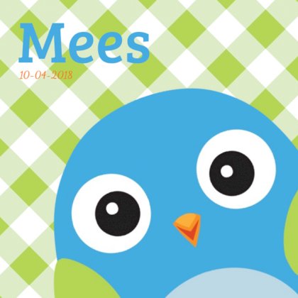 Kaartje "Blauw vogeltje & Groene ruitjes"