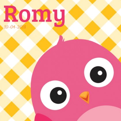 Kaartje "Roze vogeltje & Oranje ruitjes"