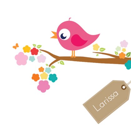 Kaartje "Roze vogeltje & Bloementak"