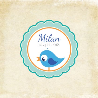 Kaartje "Blauw vogeltje & Rondje"