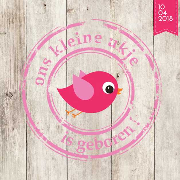 Kaartje "Roze vogeltje & Stempel" Kaartje "Roze vogeltje & Stempel"