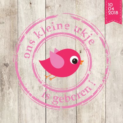 Kaartje "Roze vogeltje & Stempel" Kaartje "Roze vogeltje & Stempel"