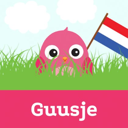 Kaartje "Roze vogeltje & Vlag"