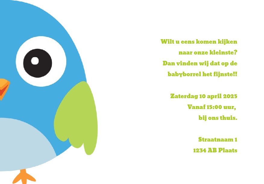 Inlegkaartje "Blauwe vogel" Inlegkaartje "Blauwe vogel"