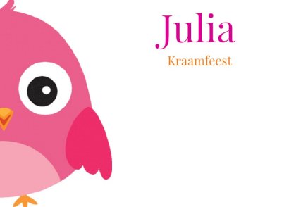 Inlegkaartje "Roze vogeltje"