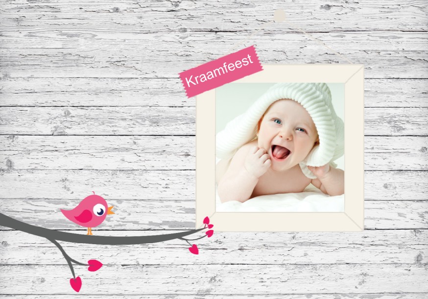 Inlegkaartje "Foto & Roze vogeltje" Inlegkaartje "Foto & Roze vogeltje"