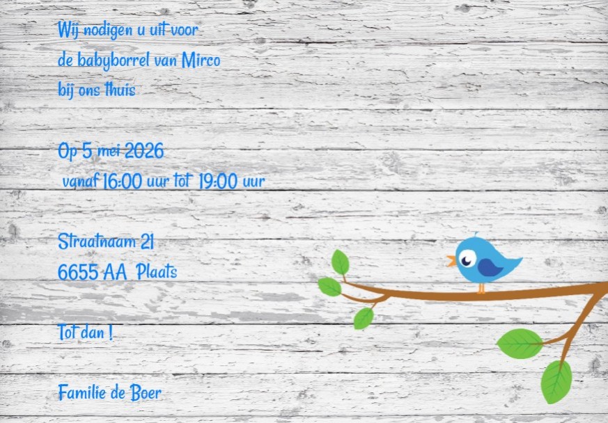 Inlegkaartje "Foto & Blauw vogeltje" Inlegkaartje "Foto & Blauw vogeltje"