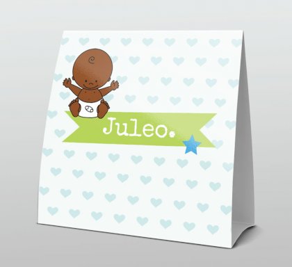 Tentkaart "Baby hartjes blauw"