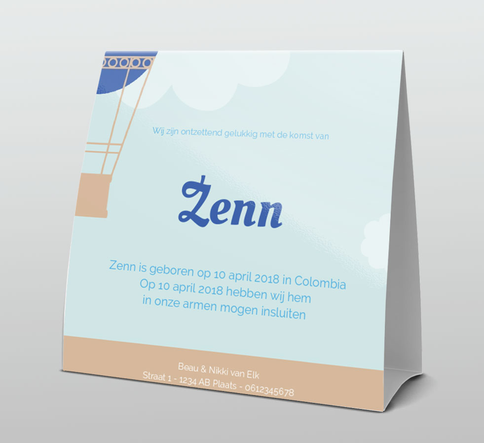 Tentkaart "Blauwe luchtballon" Tentkaart "Blauwe luchtballon"