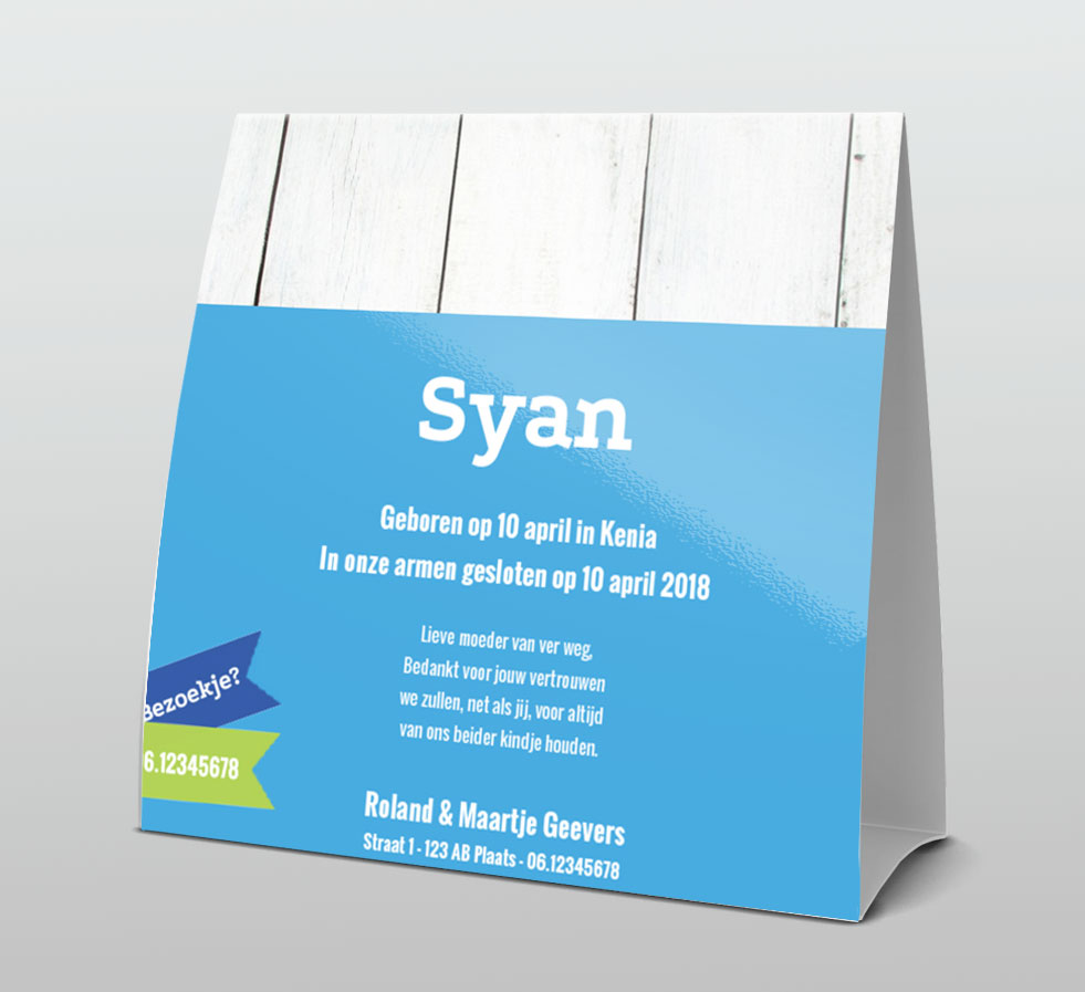 Tentkaart "Stempel vliegtuig blauw" Tentkaart "Stempel vliegtuig blauw"